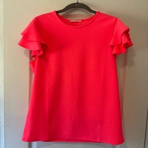 Women's Pink Ruffle Sleeve Top